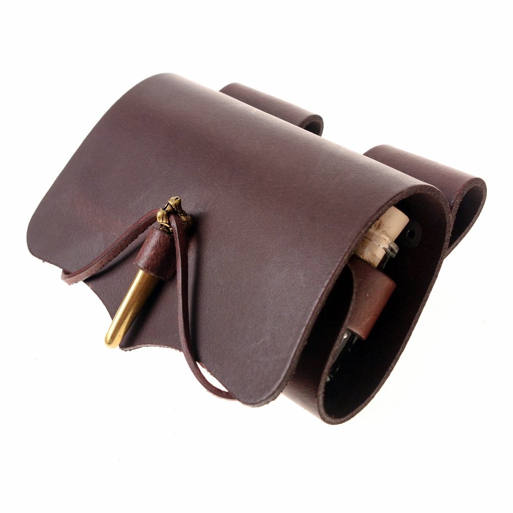 Tranktasche mit wikingerzeitlichem Drachen-Verschluss - inkl. 3 oder 5 Flaschen - Leder braun oder schwarz