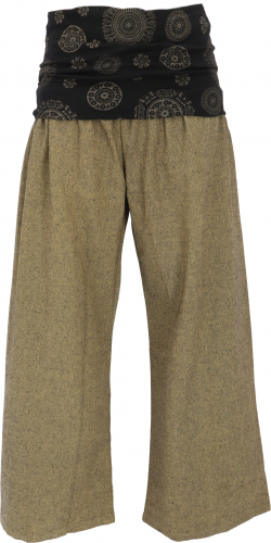 [35462-001] Weite Yogahose - Marlenehose- Wellnesshose mit breitem Bund - khaki (S (36))