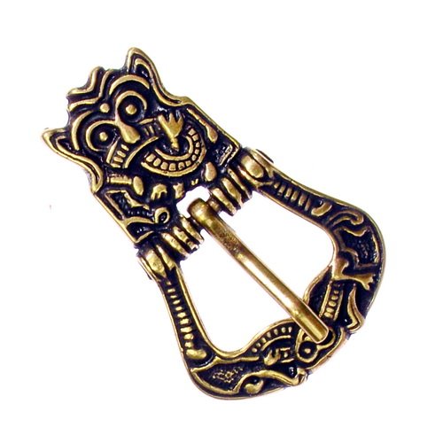 [WDr45-007] Birka Wikinger Gürtelschnalle für 2 cm Gürtel - Mittelalter, Reenactment und Larp (silber)