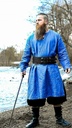 Lange Tunika Halvar Blau - 100% Leinen - Gewand für Mittelalter, Larp und Reenactment