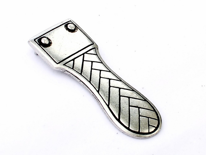 [4329-002] Alamannische Riemenzunge für 3 cm Gürtel - Mittelalter, Reenactment und Larp (silber)