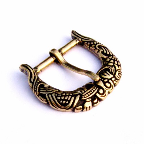 [4418-002] Wikinger Gürtelschnalle für 3 cm Gürtel im Borrestil - Replik Mittelalter Reenactment (Bronzefarben)