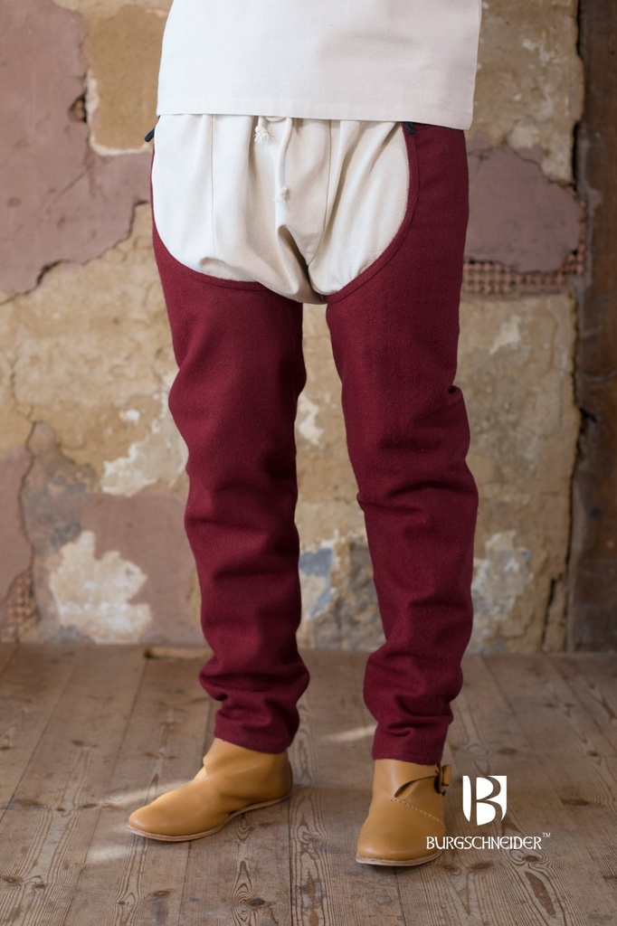 [4513-001] Beinlinge Bernulf Wolle Rot -  Mittelalterliches vom Burgschneider (S)