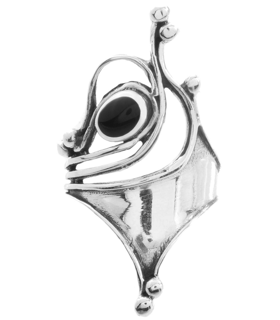 [4534-14,5 / 46] Silberring "Aila" mit Onyxstein, Sterling Silber - Schmuck Accessoire für Historische Gewandungen, Reenactment und Liverollenspiel (14,5 / 46)