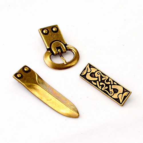 [5225-002] Alamannische Gürtelgarnitur für 2 cm Gürtel - Mittelalter, Reenactment und Larp (silber)