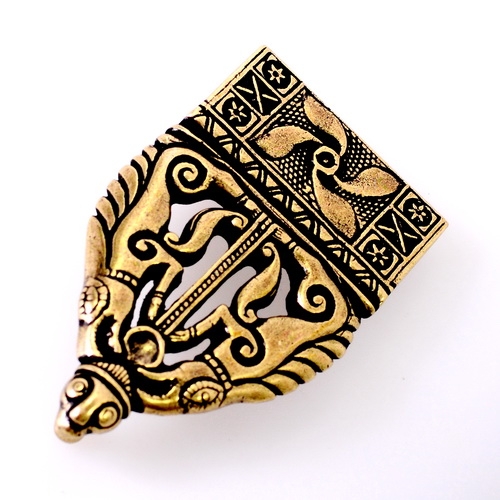 [5226-002] Keltischer Gürtelhaken vom Glauberg für 4  cm Gürtel - Mittelalter, Reenactment und Larp (silber)