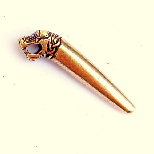 [5244-002] Oseberg Verschlusst Drachenkopf  - Accessoire für Historische Gewandungen, Reenactment und Liverollenspiel (silber)