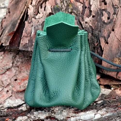 [5864-001] Mittlerer Lederbeutel (M) Accessoire für Mittelalter Reenactment, Larp & Fantasy Gewandung (dunkelbraun)