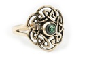 Keltischer Ring "Tavia" aus Bronze – 16 mm breiter Ring mit Paua-Muschel und Knotenmuster 