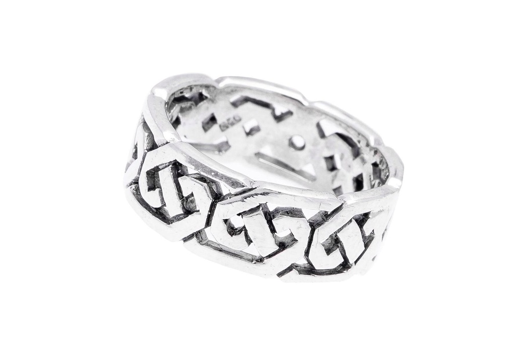 [WDr390-001] SVANA Ring aus Silber – Keltischer Knotenmuster Damenring 6 mm breit (14,5 / 46)