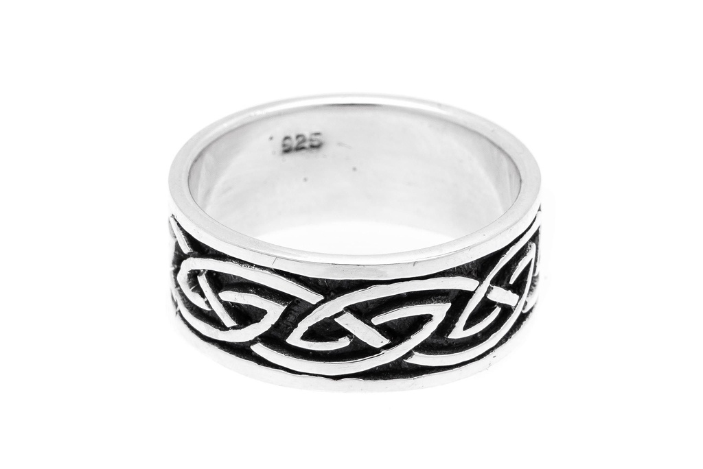 [WDr85-001] Celtic Ring KELTOI aus 925 Silber – 8 mm Massiver Freundschaftsring mit keltischem Knoten (16 / 50)