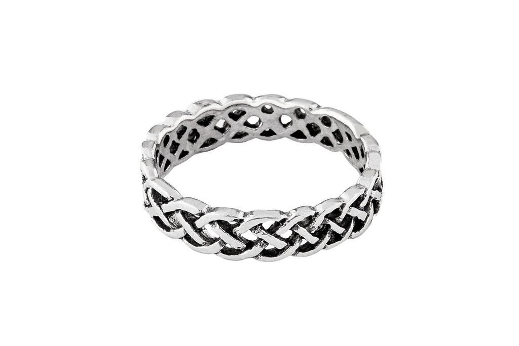 [WDr97-001] Schmaler Damenring RIANA aus 925 Silber – 4 mm feines keltisches Knotenmuster (14 / 44)