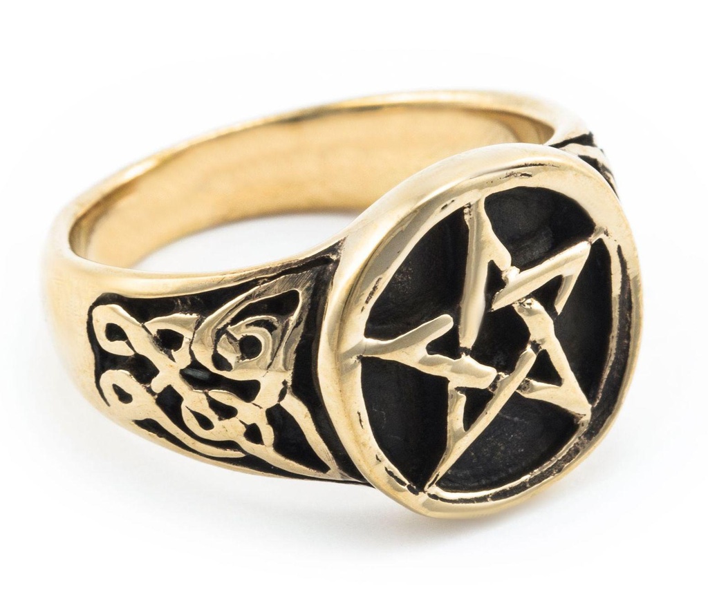 [WDrb532-001] Àsvar Bronze Ring im keltischen Stil - Schmuck Accessoire für Historische Gewandungen, Reenactment und Liverollenspiel (14,5 / 46)