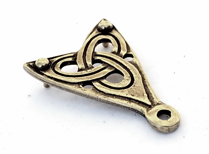 [WK-1543-2015-001] Riemenende für 4 cm Gürtel im Borre Stil, Replik Mittelalter Reenactment (Bronzefarben)