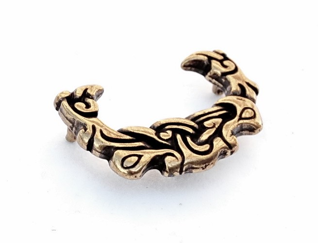 [WK-2475-2015-001] Ringerikestil Wikinger Riemenzunge für 4 cm Gürtel - Mittelalter, Reenactment und Larp (Bronzefarben)