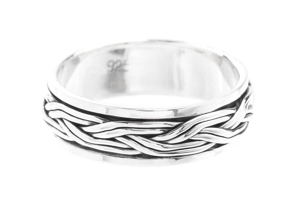 Ring Thoron Drehring aus Silber 925 – Wikinger Bandring mit Knotenmotiv 6 mm
