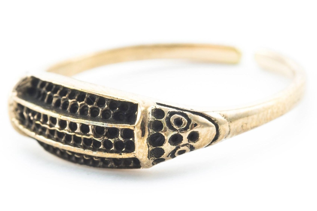 [WK-5120-2015-14 / 44] Wikinger-Ring "Bhatar" aus Bronze – Offener Schutzring mit Wächtermotiven 7 mm (14 / 44)