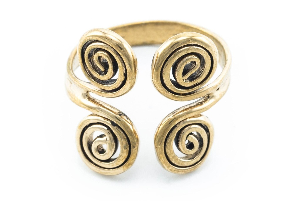 Wikingerring Doppelspirale des Lebens Bronze - Schmuck Accessoire für Historische Gewandungen, Reenactment und Liverollenspiel