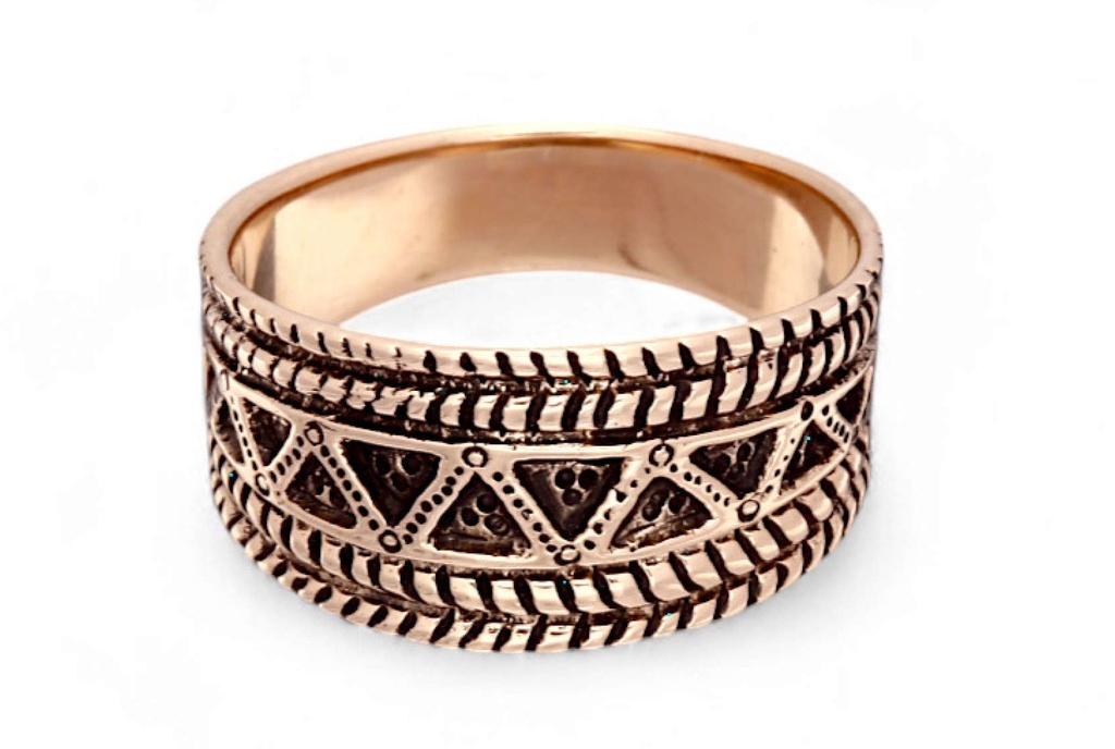 [WK-5144-2015-14 / 44] Wikinger-Ring "Nordlicht" aus Bronze – Symbolring mit Feuerelement für Reenactment & LARP 9 mm (14 / 44)