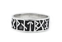 Ring Futhark Runenring aus Silber 925 – Wikinger Bandring mit Runenalphabet 9 mm