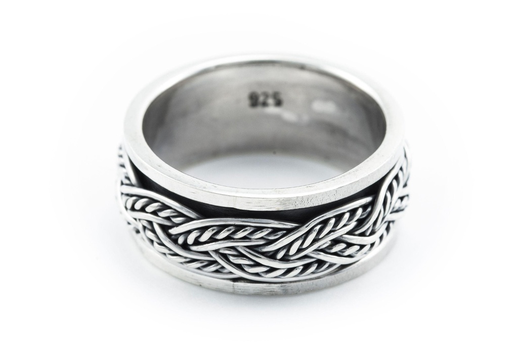 [WK-5177-2015-14 / 44] Ring Aldur Drehring aus Silber 925 – Wikinger Bandring 8 mm mit beweglichem Mittelteil (14 / 44)