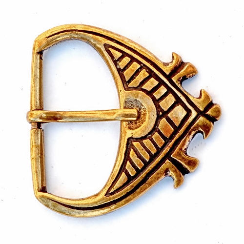 [09 Ma-S 45.me] Hochmittelalter Schnalle 4.5 cm -Zubehör für mittelalterliche Gürtel für Reenactment und LARP (Bronzefarben)