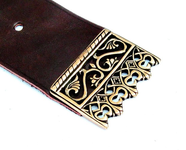 [WK-5375-2015-002] Riemenende van der Weyden 5.5 cm -Zubehör für mittelalterliche Gürtel für Reenactment und LARP (silberfarben)