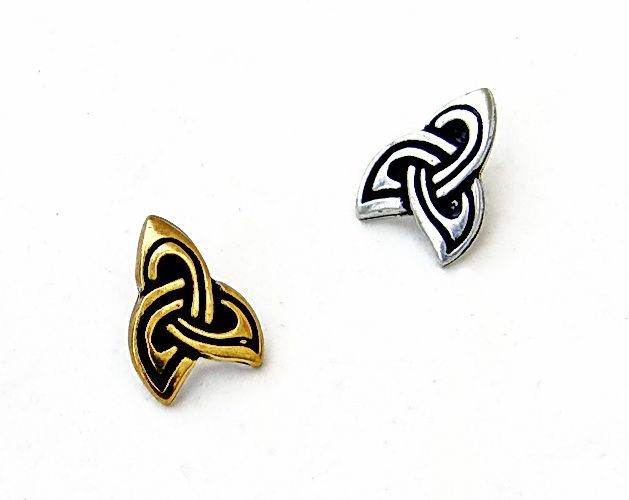 [08 Ce-0 DreiKn.me] Keltische Zierniete „Dreifachknoten“ (XS) – Replik eines Triaden-Knotenmotivs (bronze)