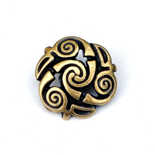 [WK-5394-2015-Bronzefarben] Keltische Triskele – Zierniete (XS) im Spiralwirbel-Design (bronze)