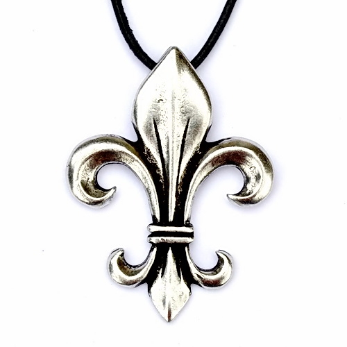 [WK2015-00 Lilie 4-001] Amulett Fleur de Lys - Anhänger Schmuck Mittelalter Larp (silber)