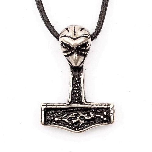 [00 Thor Mander-si] Thorshammer von Mandermark - Anhänger Schmuck Mittelalter Larp (silber)