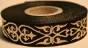 Borte Herzen in Schwarz-Gold, 19 mm- Webborte zur Verzierung mittelalterlicher Kostüme und Larp Gewandungen
