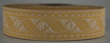 [4444] Borte Blätterranke in Mattgold-Gold, 19 mm- Webborte zur Verzierung mittelalterlicher Kostüme und Larp Gewandungen