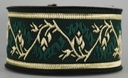 Borte Blumenranke in Grün-Gold 33 mm- 10 m - Webborte zur Verzierung mittelalterlicher Kostüme und Larp Gewandungen