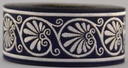 Borte Muschel in Marineblau-Silber, 33 mm- 10 m - Webborte zur Verzierung mittelalterlicher Kostüme und Larp Gewandungen