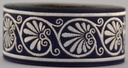 Borte Muschel in Marineblau-Silber, 33 mm- 10 m - Webborte zur Verzierung mittelalterlicher Kostüme und Larp Gewandungen