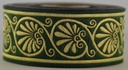 Borte Muschel in Grün-Gold, 33 mm- 10 m - Webborte zur Verzierung mittelalterlicher Kostüme und Larp Gewandungen