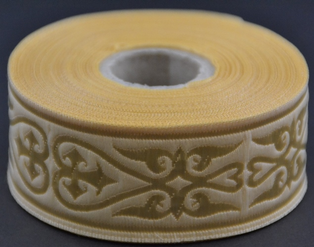 [33011-mgld] Borte Herzen in Mattgold-Gold 33 mm- 10 m - Webborte zur Verzierung mittelalterlicher Kostüme und Larp Gewandungen