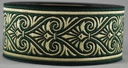 Borte Herzen 2 iin Grün-Gold, 33 mm- 10 m - Webborte zur Verzierung mittelalterlicher Kostüme und Larp Gewandungen