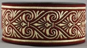 Borte Herzen2  in Bordeaux--Gold 33 mm- 10 m - Webborte zur Verzierung mittelalterlicher Kostüme und Larp Gewandungen