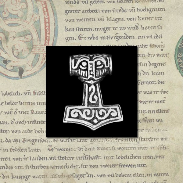 [at29-2] Thorshammer Mjölnir Anhänger 'Steinthor II' aus Silber 925 - Mittelalter, Larp, Reenactment Schmuck