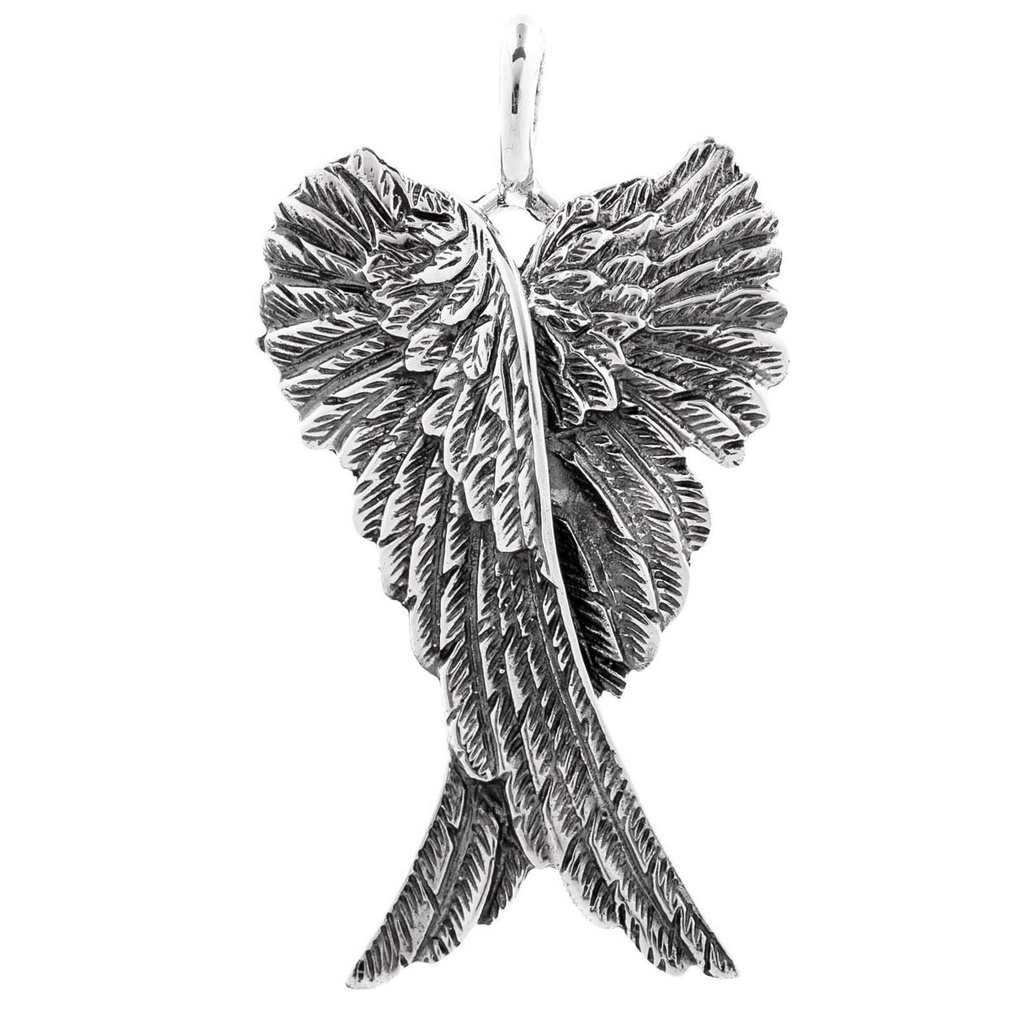 [am191] Amulett, Anhänger 'Große Engelsflügel Elanor' aus Silber 925 - Mittelalter, Larp, Fantasy Schmuck