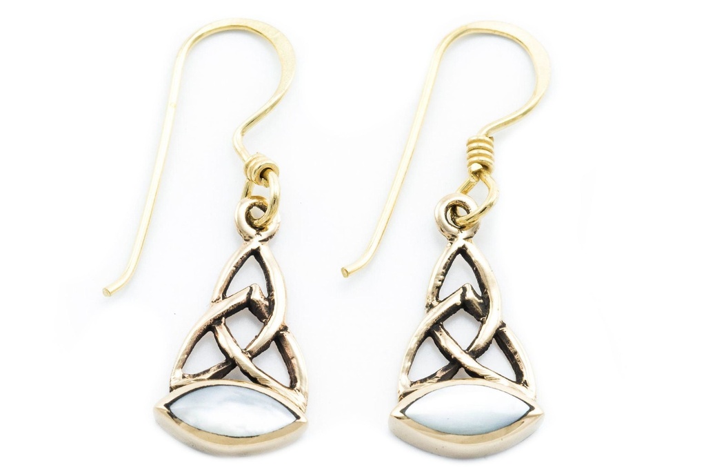 Schmuck Ohrhänger Aronwen Celtic Perlmutt 3,2 cm – Bronze – Keltische Ohrringe mit edler Symbolik