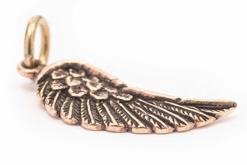 [WK2015-amb144] Schmuck-Anhänger LINA 3,4 cm – Engelsflügel aus Bronze für Schutz & Geborgenheit
