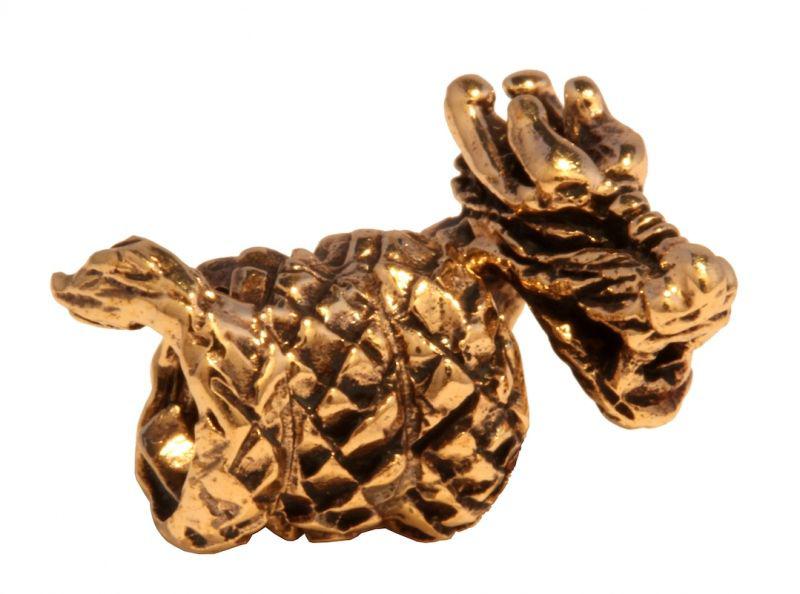 [apb13] Drache Bartperle aus Bronze – Wikinger Haar- und Bartschmuck 1,5 cm