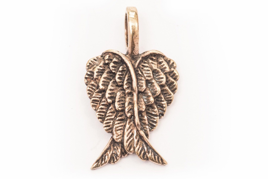 [WK2015-amb146] Amulett, Anhänger 'Engelsflügel Schutzengel' aus Bronze - Mittelalter, Larp, Fantasy Schmuck