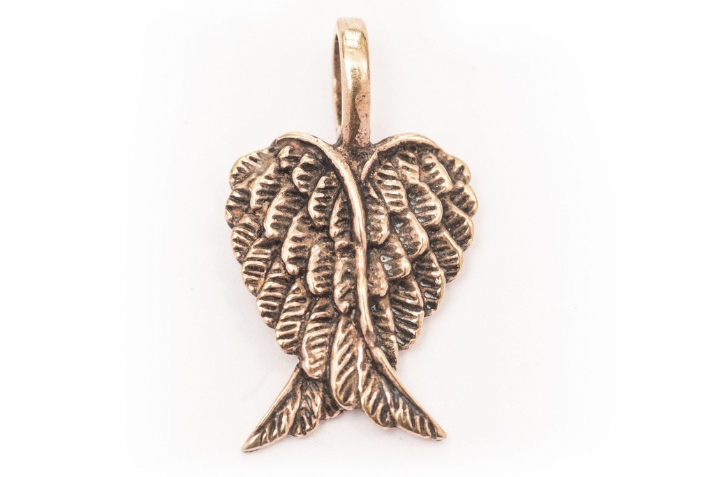 [WK2015-amb146] Amulett, Anhänger 'Engelsflügel Schutzengel' aus Bronze - Mittelalter, Larp, Fantasy Schmuck