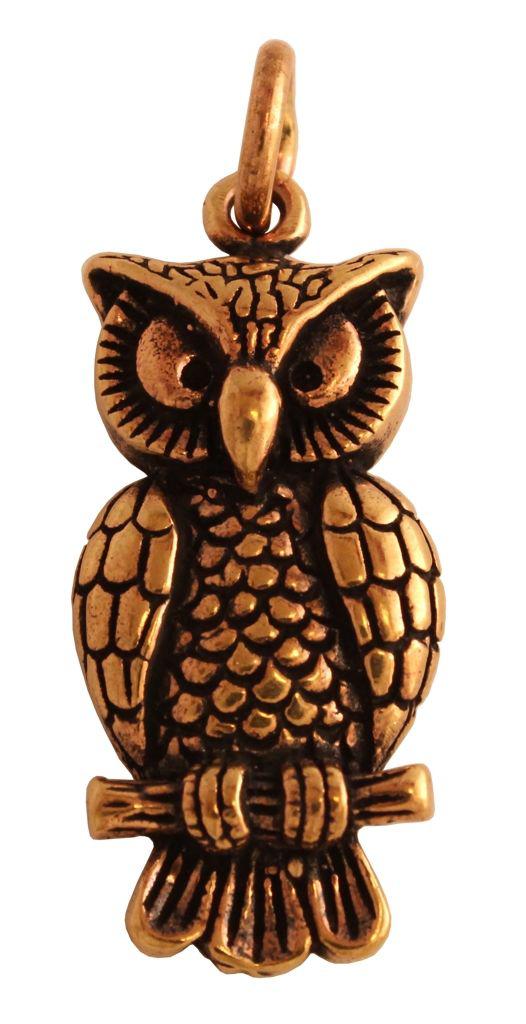 [amb179] Amulett, Anhänger 'Natha - Eule der Nacht' aus Bronze - Mittelalter, Larp, Fantasy Schmuck