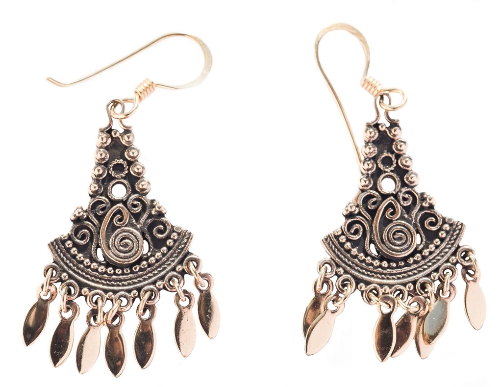 LUNA Ohrringe aus Bronze – Wikinger Mond Ohrhänger mit Gravur 4,7 cm