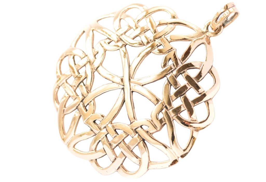 [acb540] Schmuck Anhänger Syanna Ø 5,3 cm – Bronze – Großes keltisches Amulett mit Knotenmuster für Schutz & Harmonie